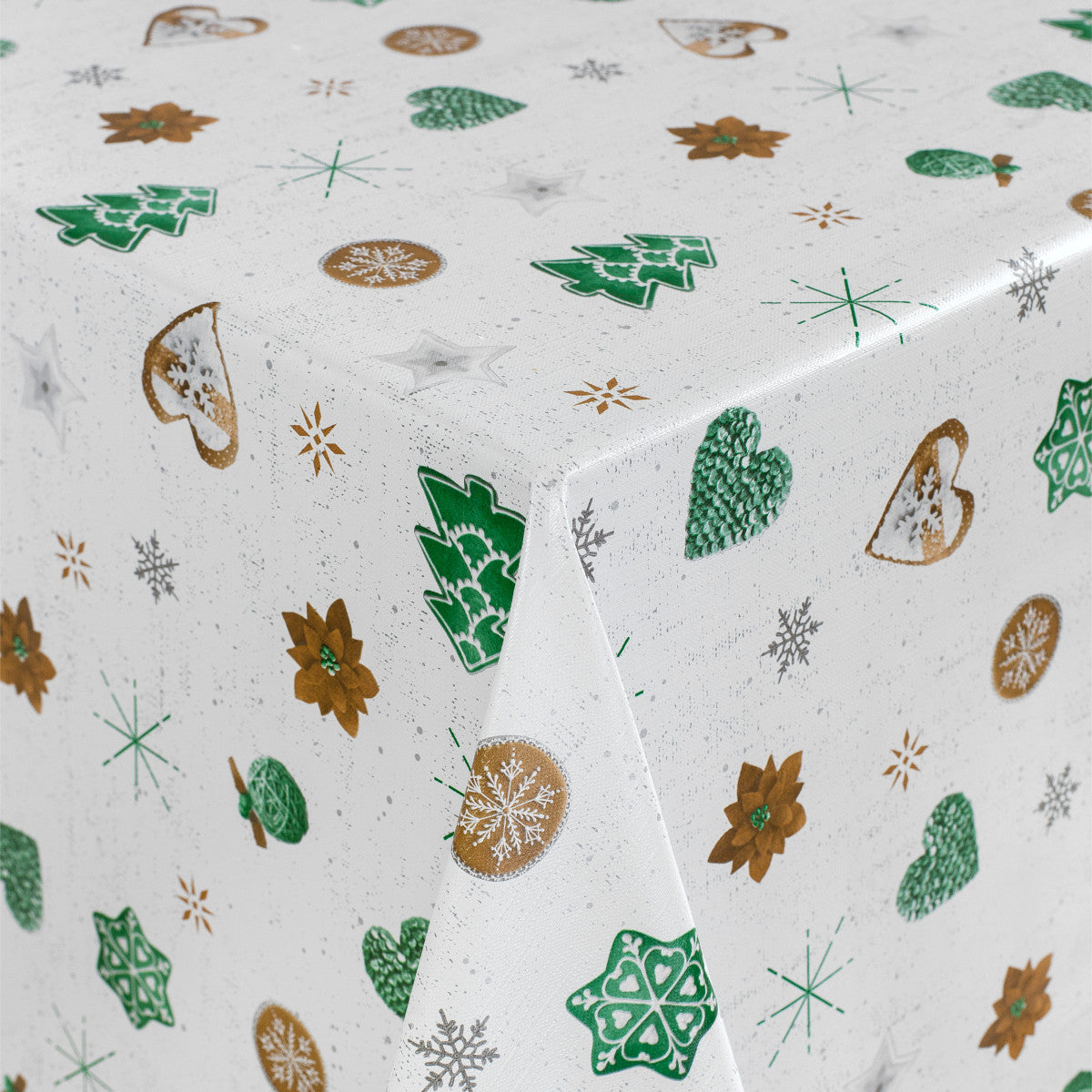 Weihnachtsgebäck Grün – Wachstuch Tischdecke für Weihnachten mit Weihnachtsplätzchen