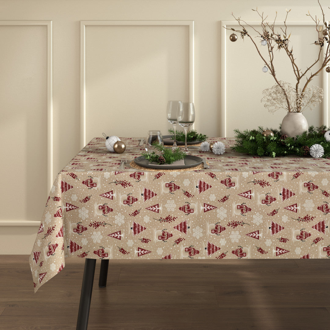 Weihnachtstischdecke Schneemänner und Glitzer - Charmante abwaschbare Tischdecke mit Glitzereffekt, Ambiente