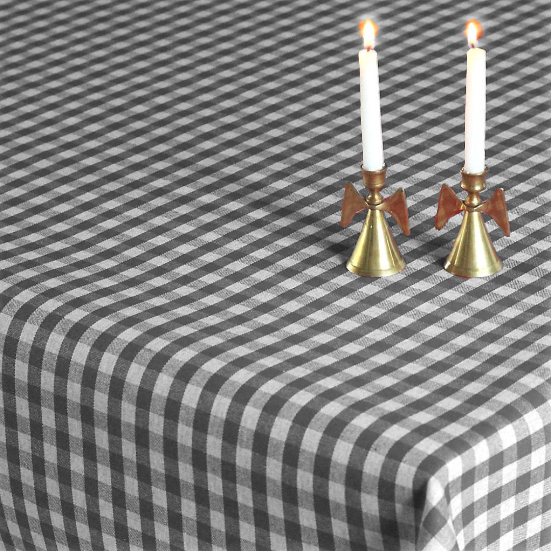 Juletern Grau und Weiß - Rustikale Weihnachtstischdecke in Leinenoptik mit Acryl