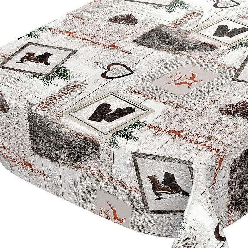 Wachstuch Tischdecke für Weihnachten - Auf Schlittschuhen zu Weihnachten
