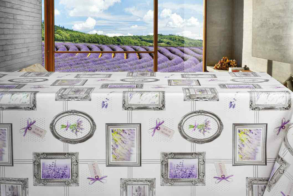 Lavendel Museet, Wachstuch Tischdecke in Lavendel-Ambiente
