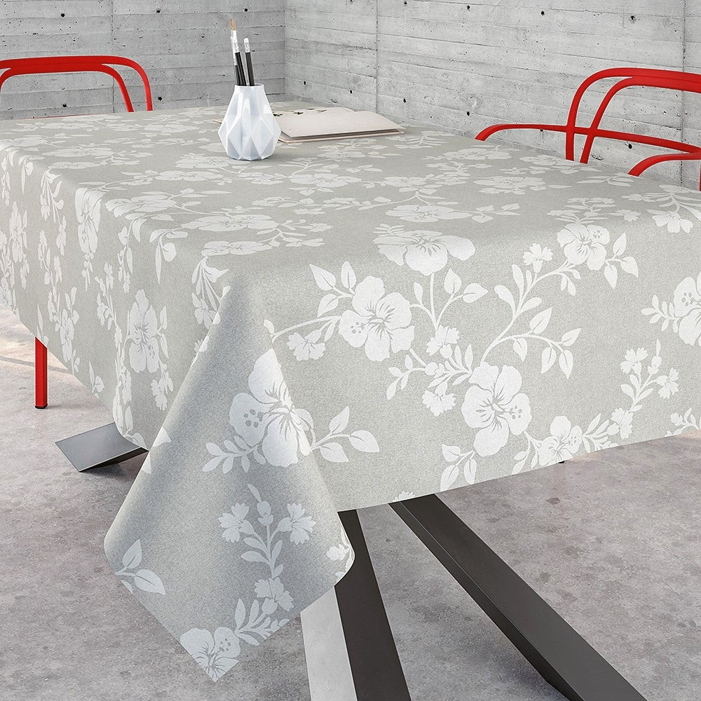 Lempicka, abwaschbare Tischdecke mit weißen Winden, 140 cm breit