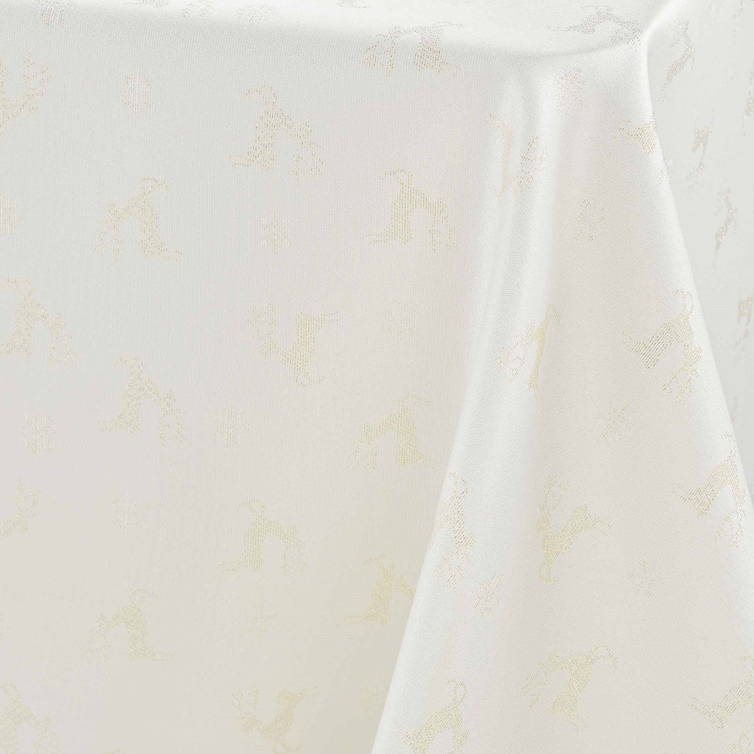 Les Rennes Metallic Natural 140 x 250 cm, rechteckige Weihnachtstischdecke, Nahaufnahme