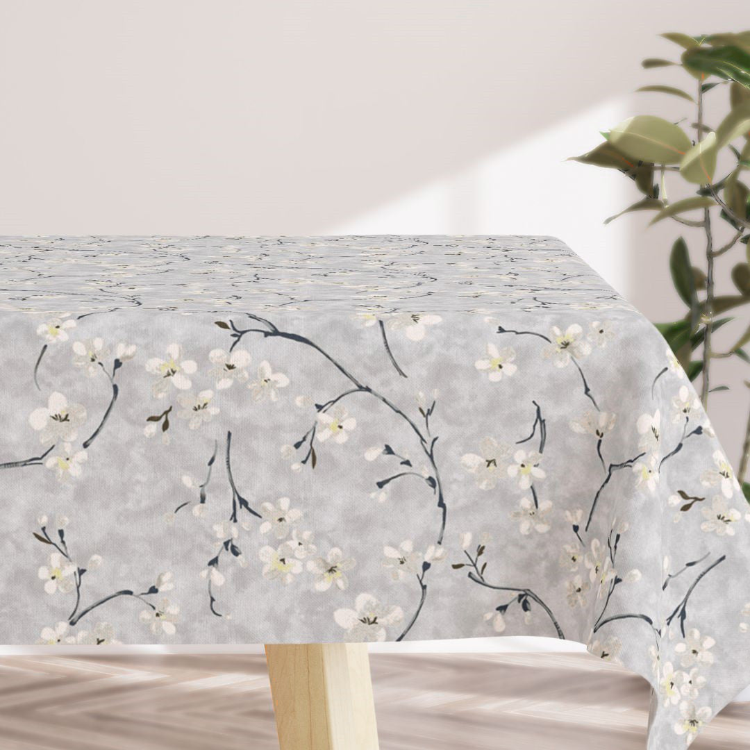 Lys Murakami – graue abwaschbare Tischdecke mit Blumen