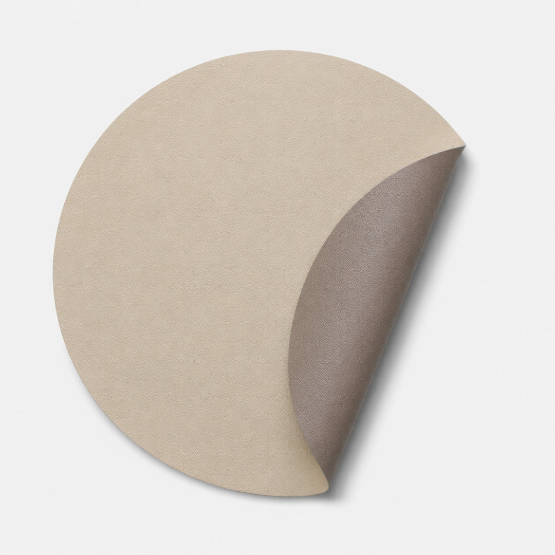 Moon rundes Tischset aus Kunstleder – Beige/Sand – Ø38 cm