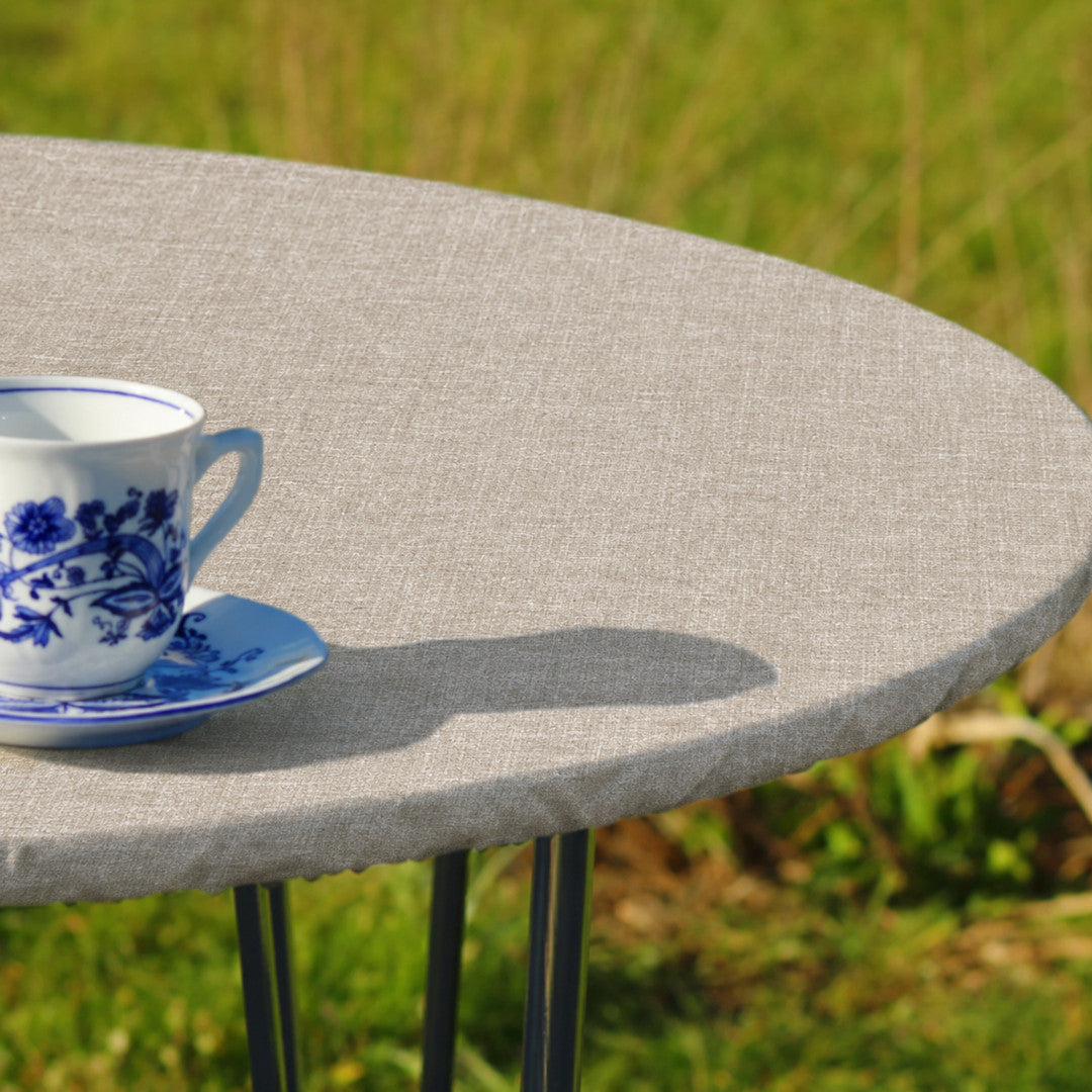 Oriel Beige - Runde Wachstischdecke mit Gummizug