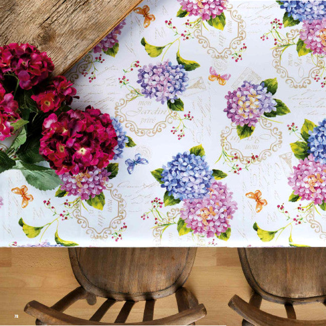 Ortensie, Wachstuch Tischdecke mit Hortensien