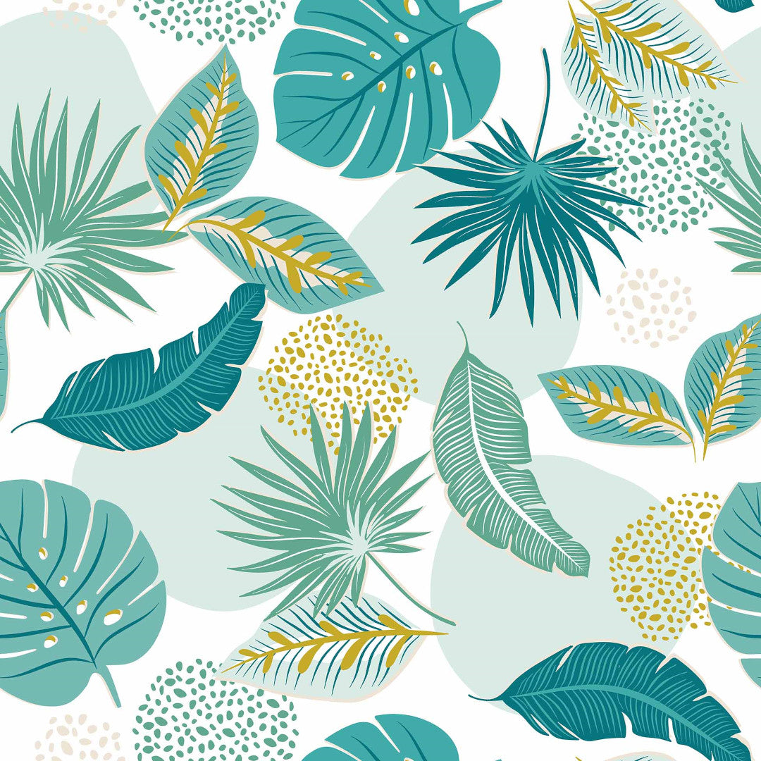 Plantania Blau – runde Wachstuch-Tischdecke mit botanischem Muster Ø 155 cm, Muster