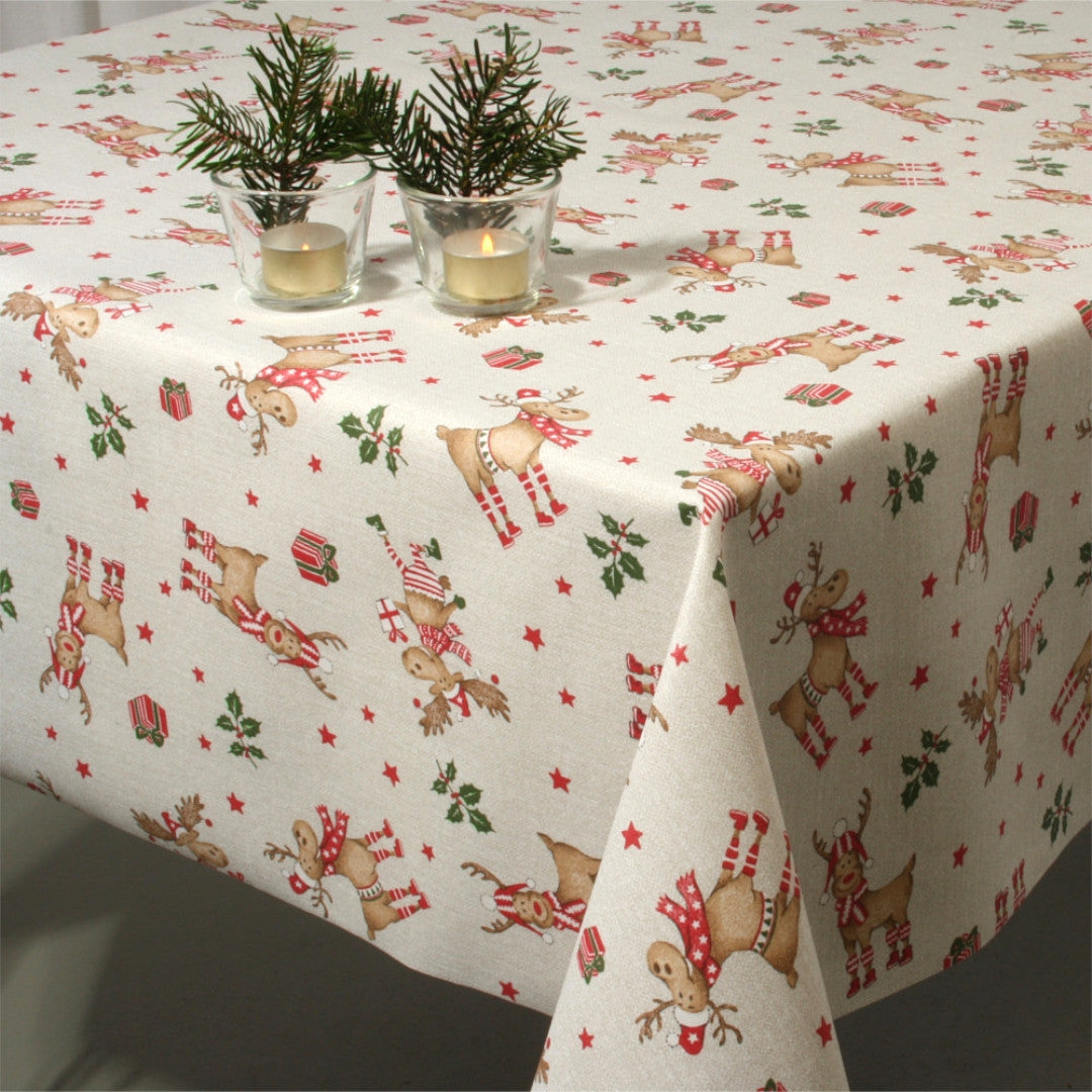 Rudolf Julefest Weihnachtstischdecke mit Kerzen auf dem Tisch
