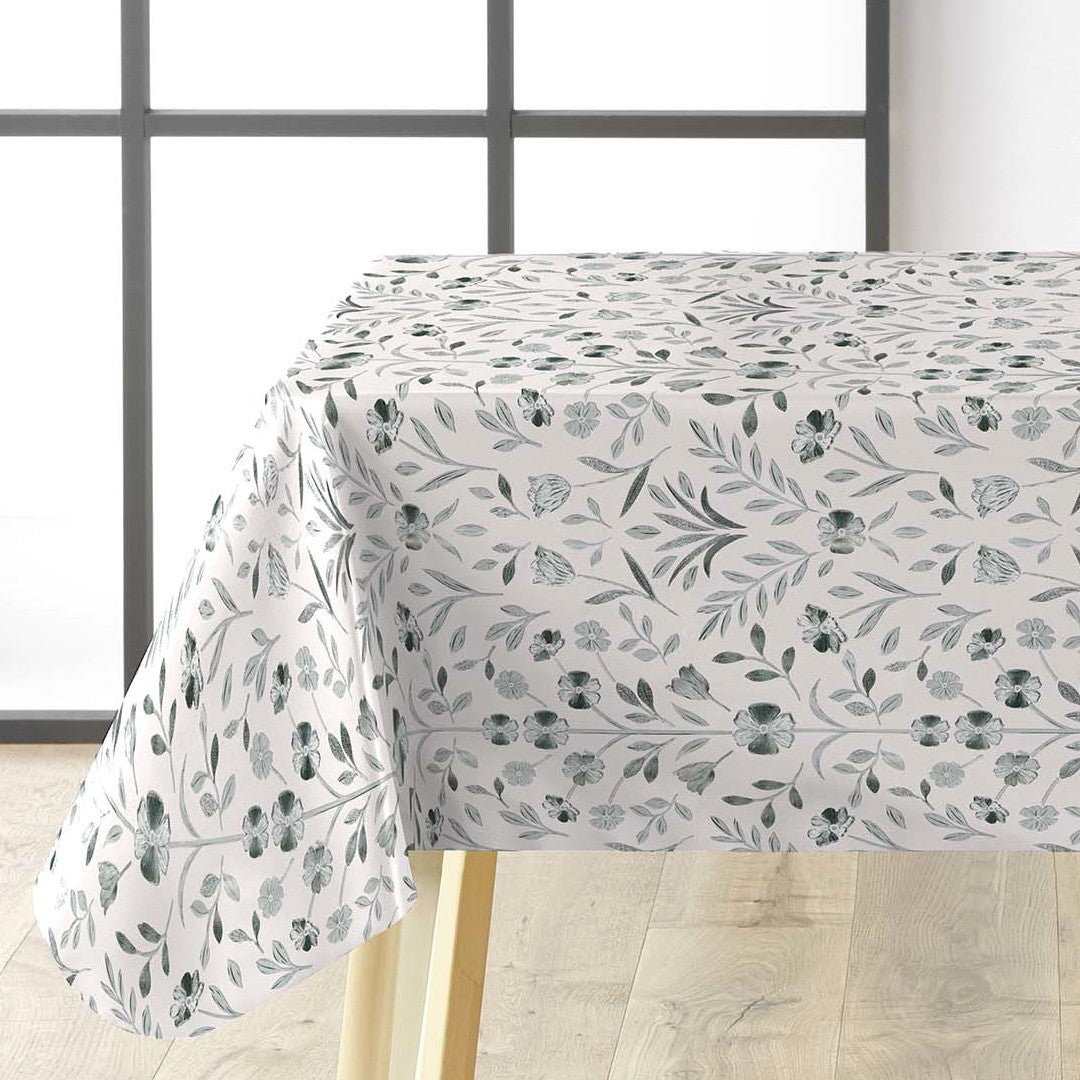 Sølvflor Wachstuch Tischdecke auf Tisch mit grauem Hintergrund