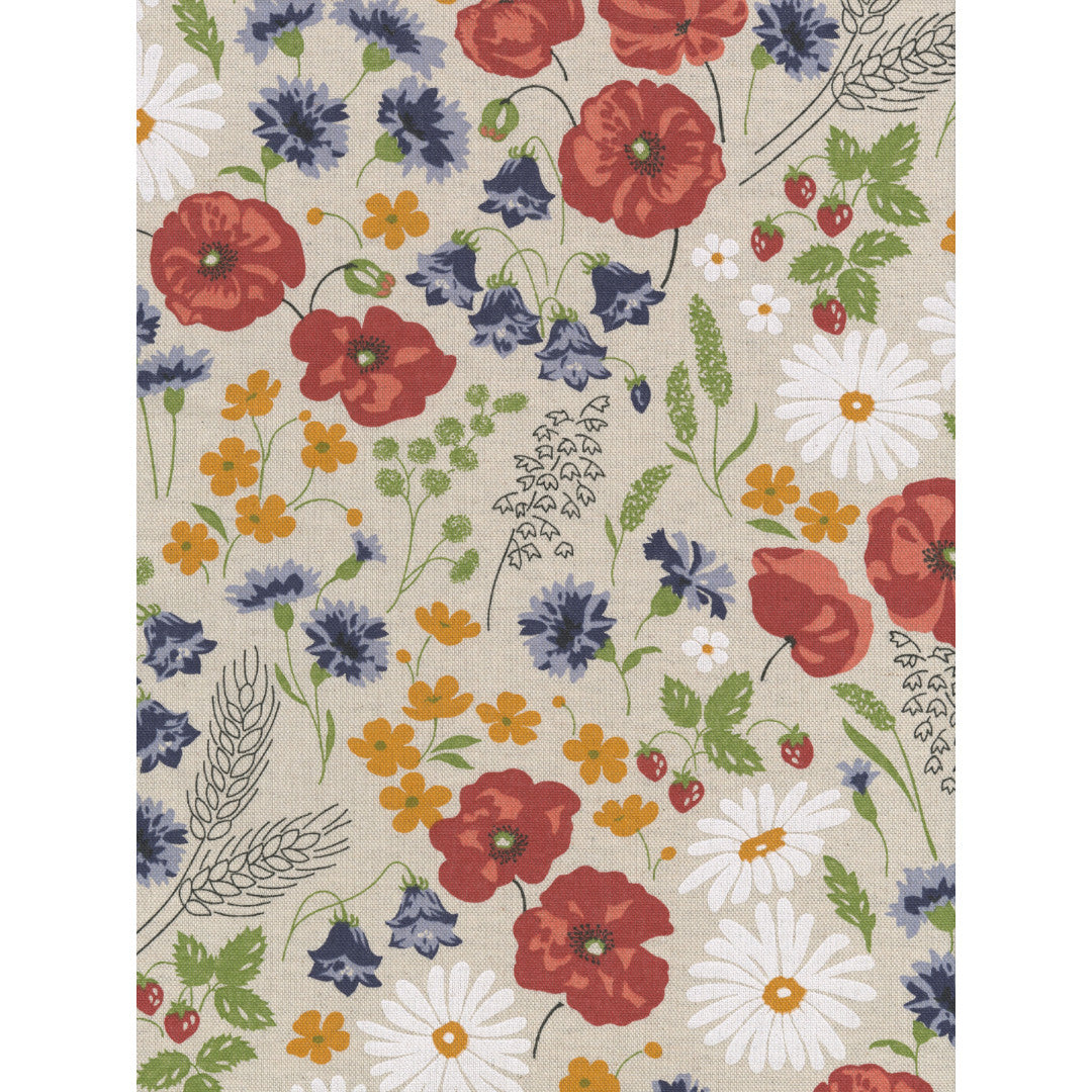 Sommereng - abwaschbare Tischdecke in Leinenoptik mit schönen Blumen, Muster
