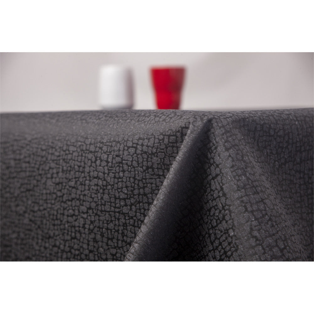 Jacquard Stone Schwarz – elegante abwaschbare Tischdecke mit jacquardgewebtem Muster – 160 cm breit