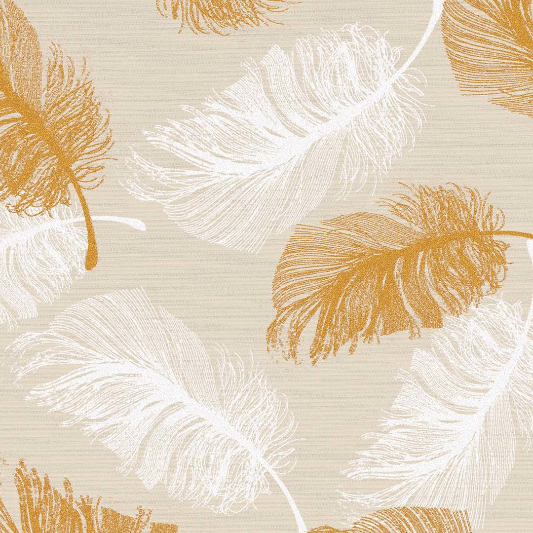 Textilia Glitter Sarina - Wachstuch Tischdecke mit schönen Federn in Silber- und Goldeffekt, Nahaufnahme