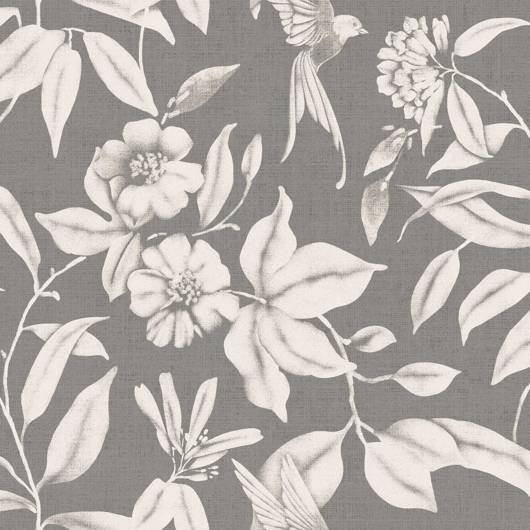 Nahaufnahme der Textilia Miosotis Grey Wachstuch Tischdecke mit grauer Leinenoptik