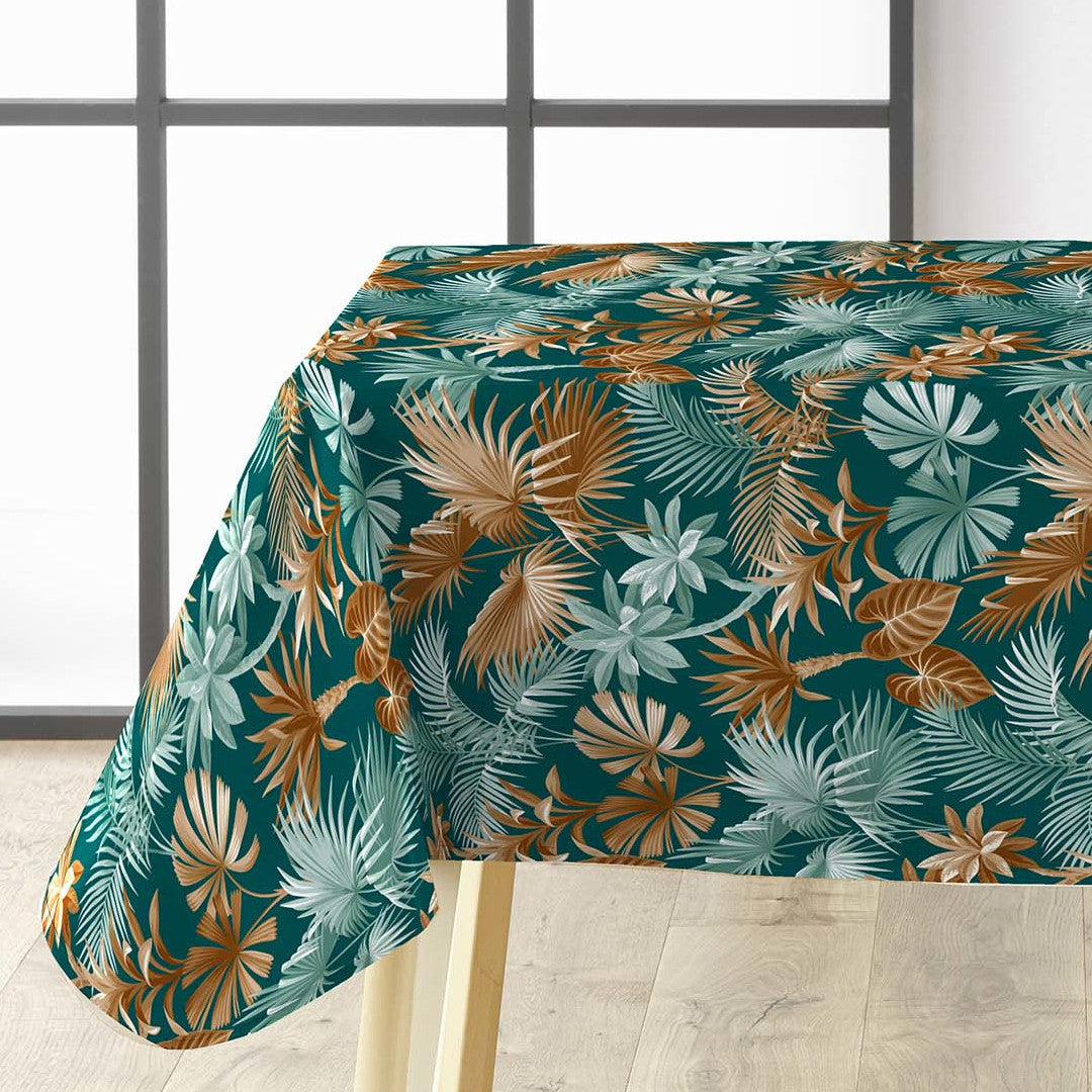 Textilia Riviera Green - Wachstuch Tischdecke mit schönen tropischen Blättern, Ecke