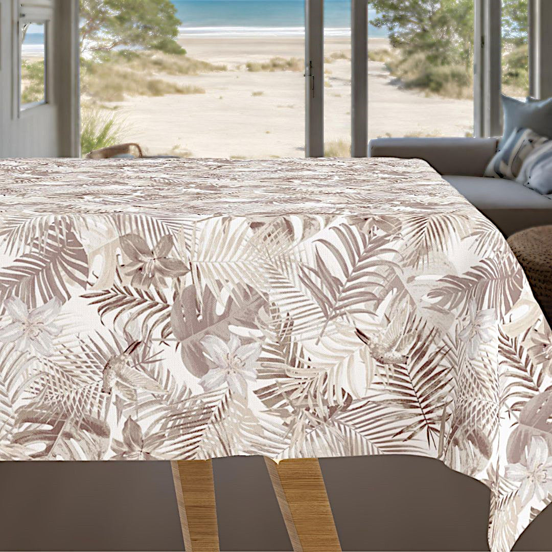 Ein tropischer Traum – Abwaschbare Tischdecke mit tropischen Pflanzen und Blumen