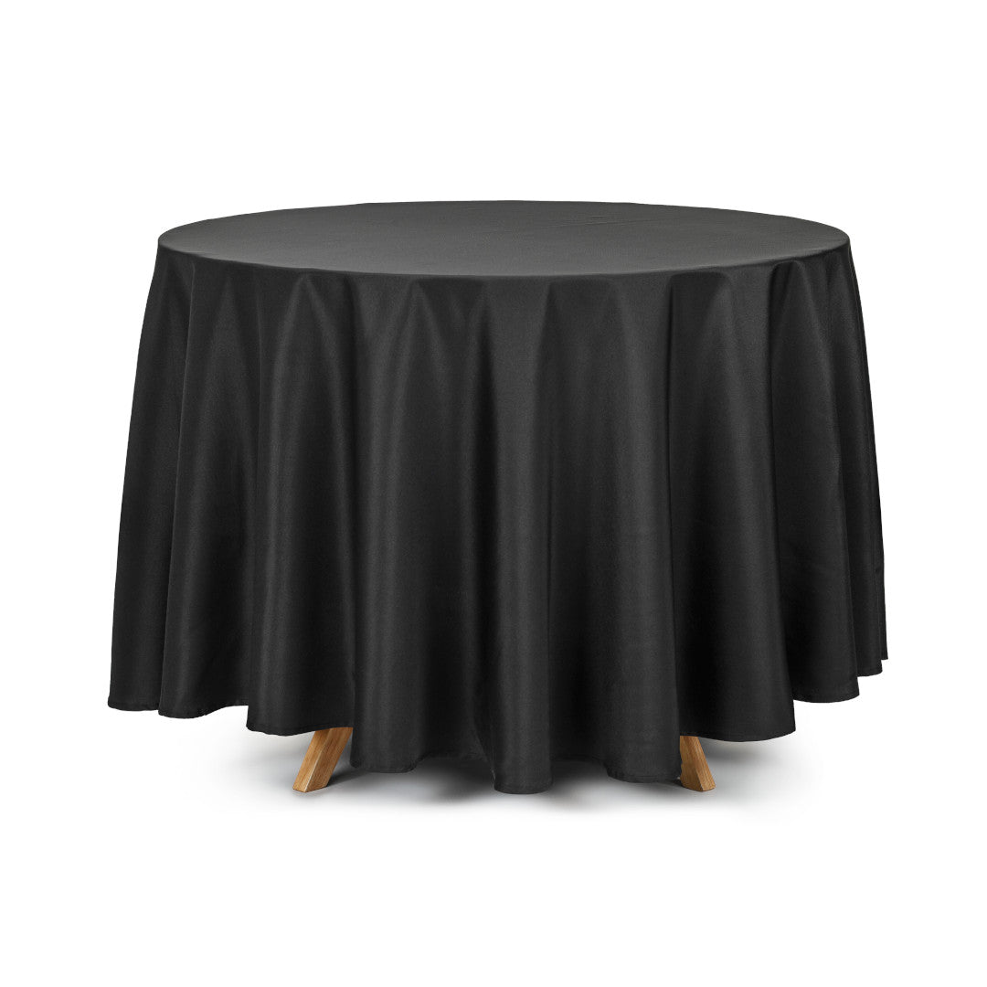 Vento – Einfarbige runde Stofftischdecke Ø230 cm, Schwarz