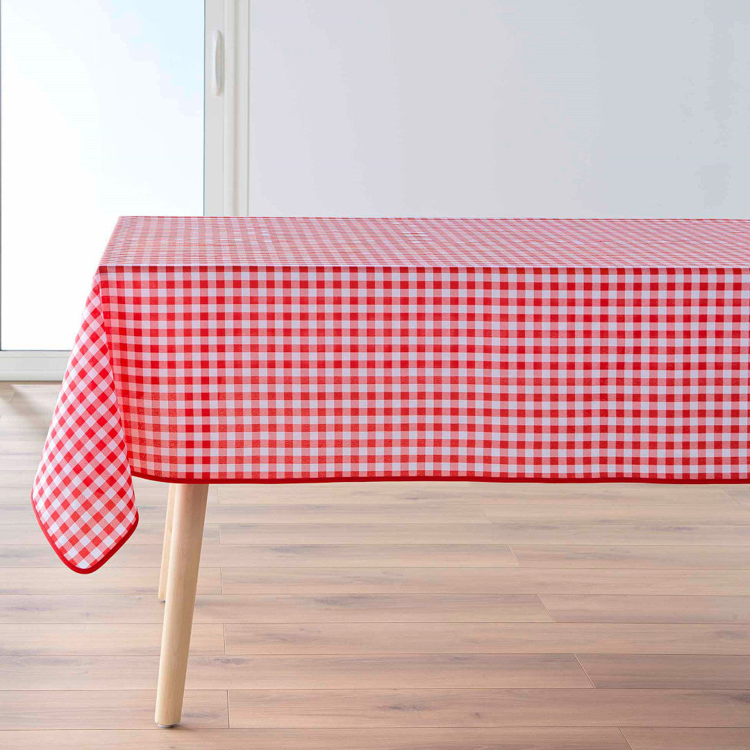 Vichy Rot 150 x 240 cm, rechteckige Tischdecke mit Fleckschutz und Karomuster, auf dem Tisch