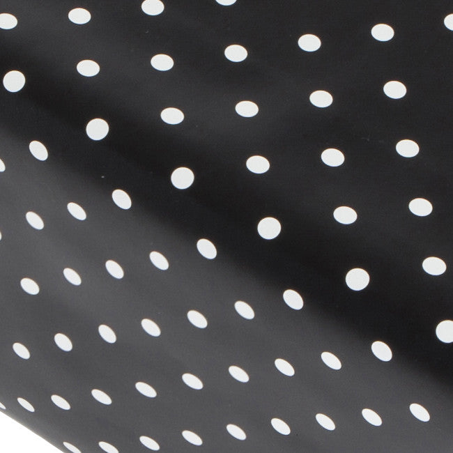 Dot Black, schwarze Wachstuch Tischdecke mit weißen Punkten, 140 cm breit