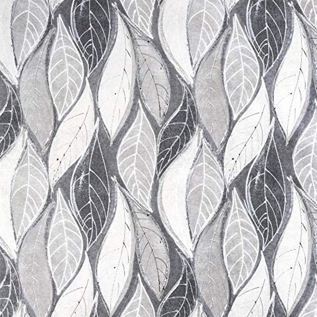 Leaves Grey – Wachstuch Tischdecke mit grauen Blättern