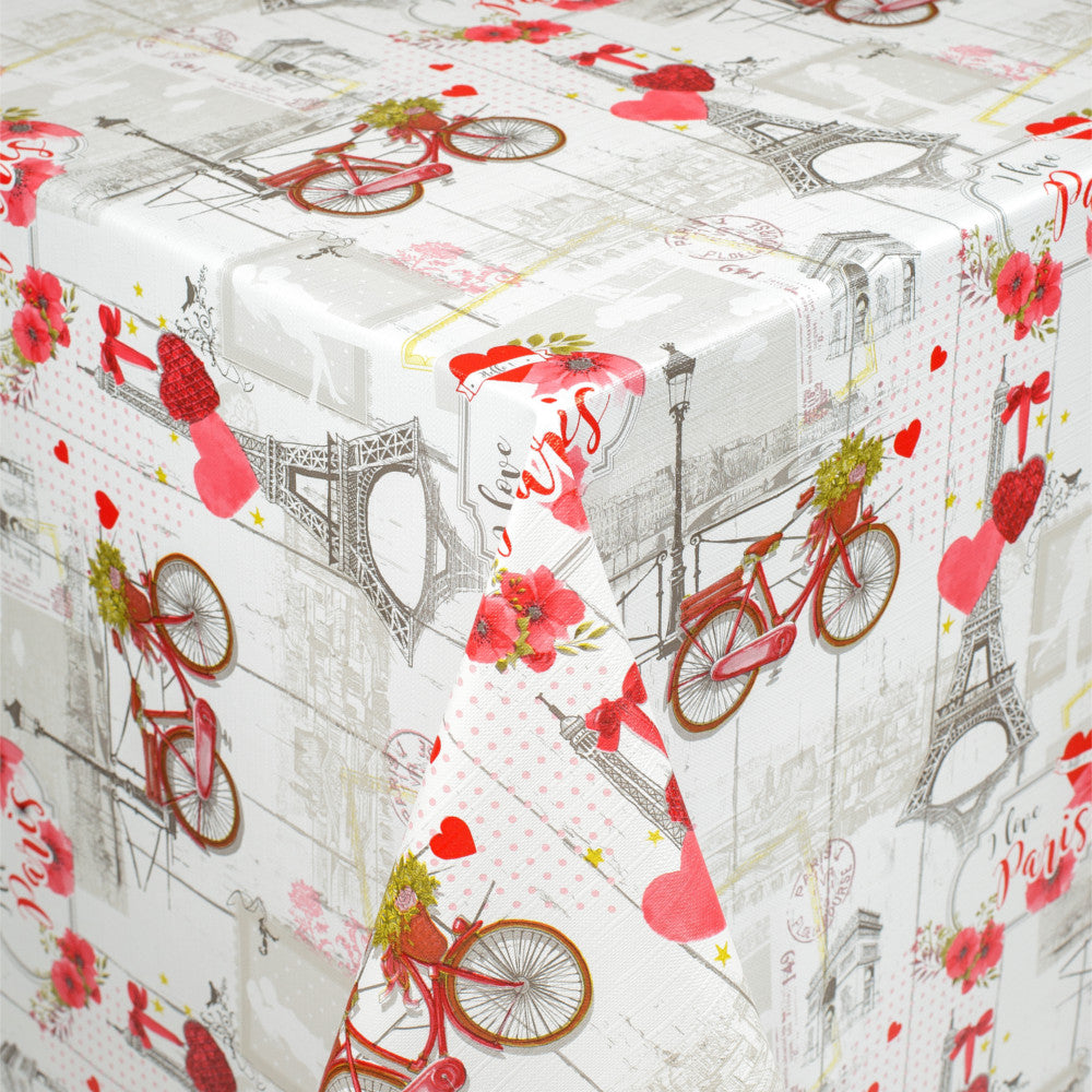 Wachstuch Tischdecke - J’aime ma bicyclette - la course rouge