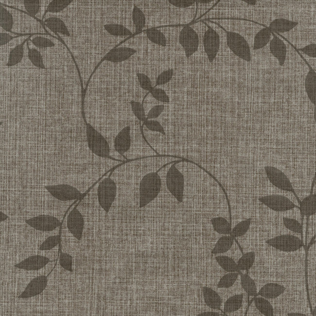 Wachstuch Tischdecke Linette Robust Leaf, braune Leinenoptik mit Blattmuster, 140 cm breit