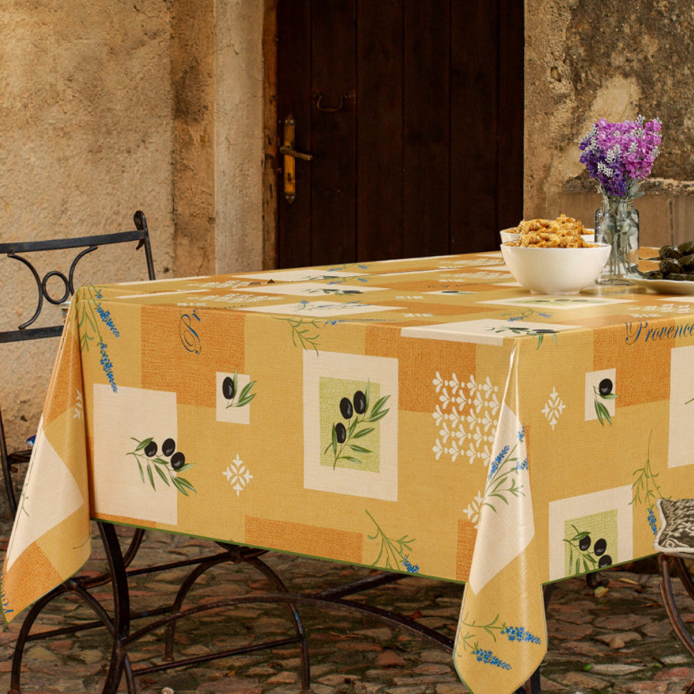 Wachstuch Tischdecke – Provence Oliven Lavendel Orange