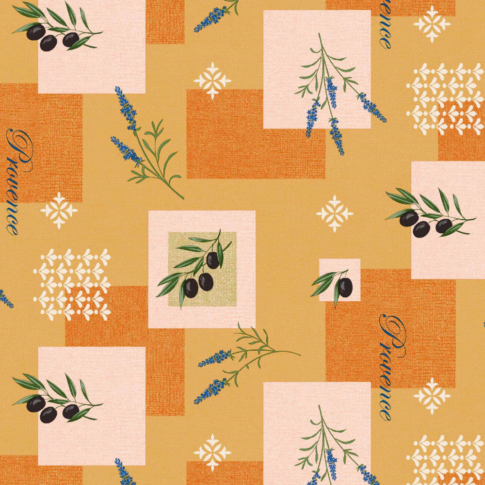 Wachstuch Tischdecke – Provence Oliven Lavendel Orange