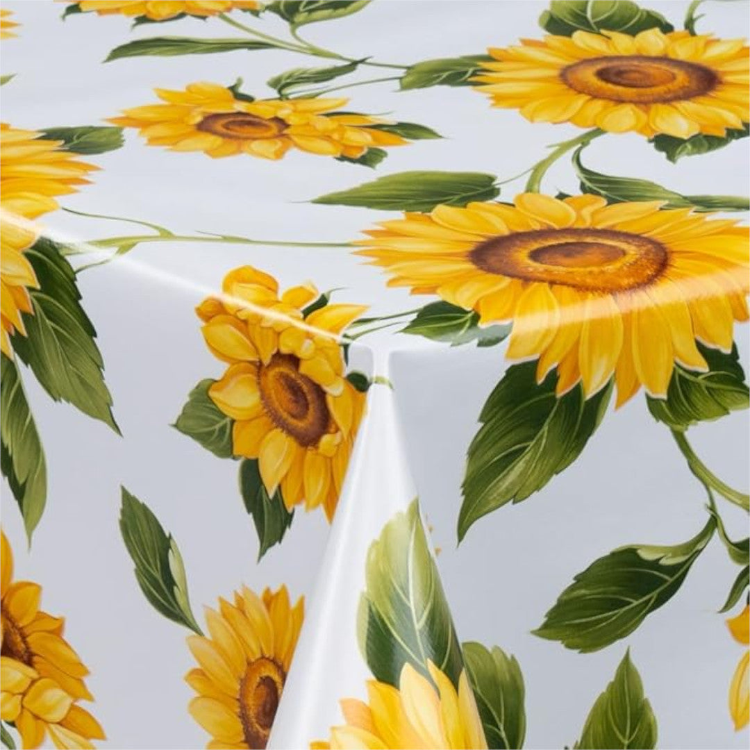 Wachstuch Tischdecke mit Sonnenblumen, Eckbild