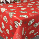 Abwaschbare Weihnachtstischdecke aus 100% Baumwolle - Boncoeur Rot - 155 cm breit