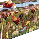 Wachstuch Tischdecke mit Hühnern und Küken, 140 cm breit