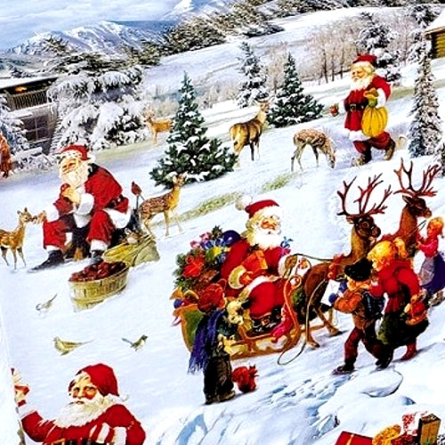 Wachstuch Tischdecke für Weihnachten – Weihnachten und Geschenke im Schnee