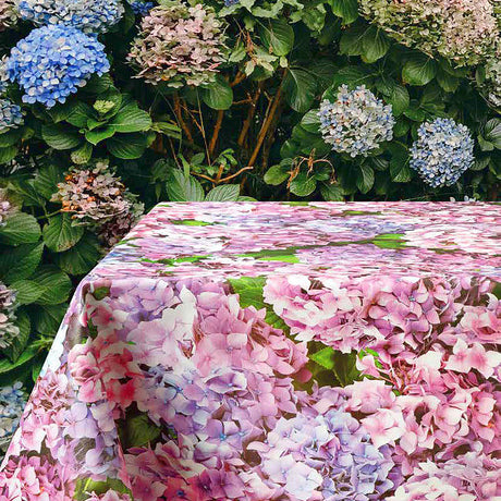 Wundervolle Hortensien - Wachstuch Tischdecke mit schönen Blumen