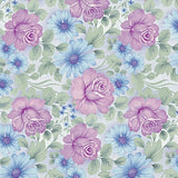 Wachstuch Tischdecke mit schönen Blumen in Rosa und Blauviolett