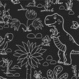 Schwarze Wachstuch Tischdecke als Tafel – Dino und Schildkröte