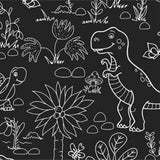 Schwarze Wachstuch Tischdecke als Tafel – Dino und Schildkröte