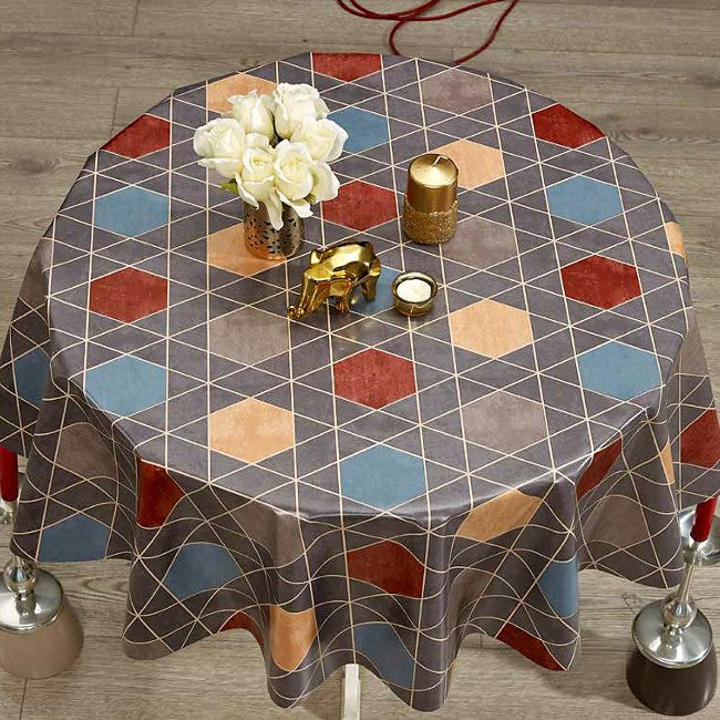 Geometric Blocks - Runde Wachstuch-Tischdecke mit schlichtem grafischem Design