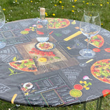 Mums Pizza - Runde Wachstischdecke mit Gummizug - Für Tische Ø 60 - Ø 130 cm