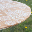 Kacheln Goldbraun - Runde Wachstischdecke mit Gummizug - Für Tisch Ø 60 - Ø 130 cm