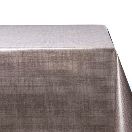 Deco Lino Taupe - Einfarbige Wachstuch Tischdecke in Leinenoptik