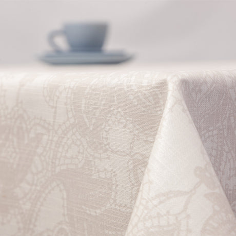 Milo Natur – Abwaschbare Tischdecke aus 100% Baumwolle mit Blumenmuster