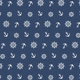 Ancora Maritim – Abwaschbare Tischdecke in Dunkelblau mit Ankern und Schiffsradmuster, Muster