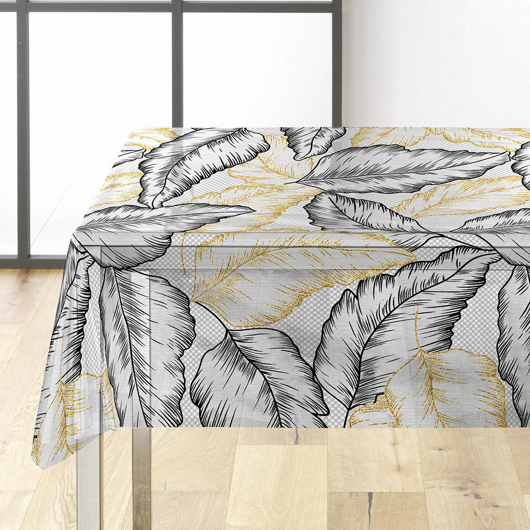 Arbena – Starke Tischfolie transparent mit Metallic-Print, Ecke