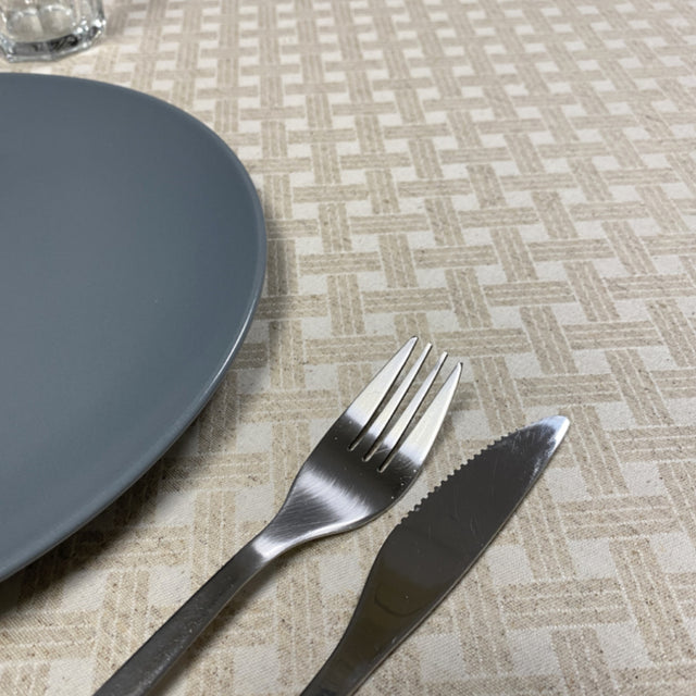 Benlliure Lino – Jacquardgewebte abwaschbare Tischdecke mit grafischem Muster, 160 cm, Nahaufnahme