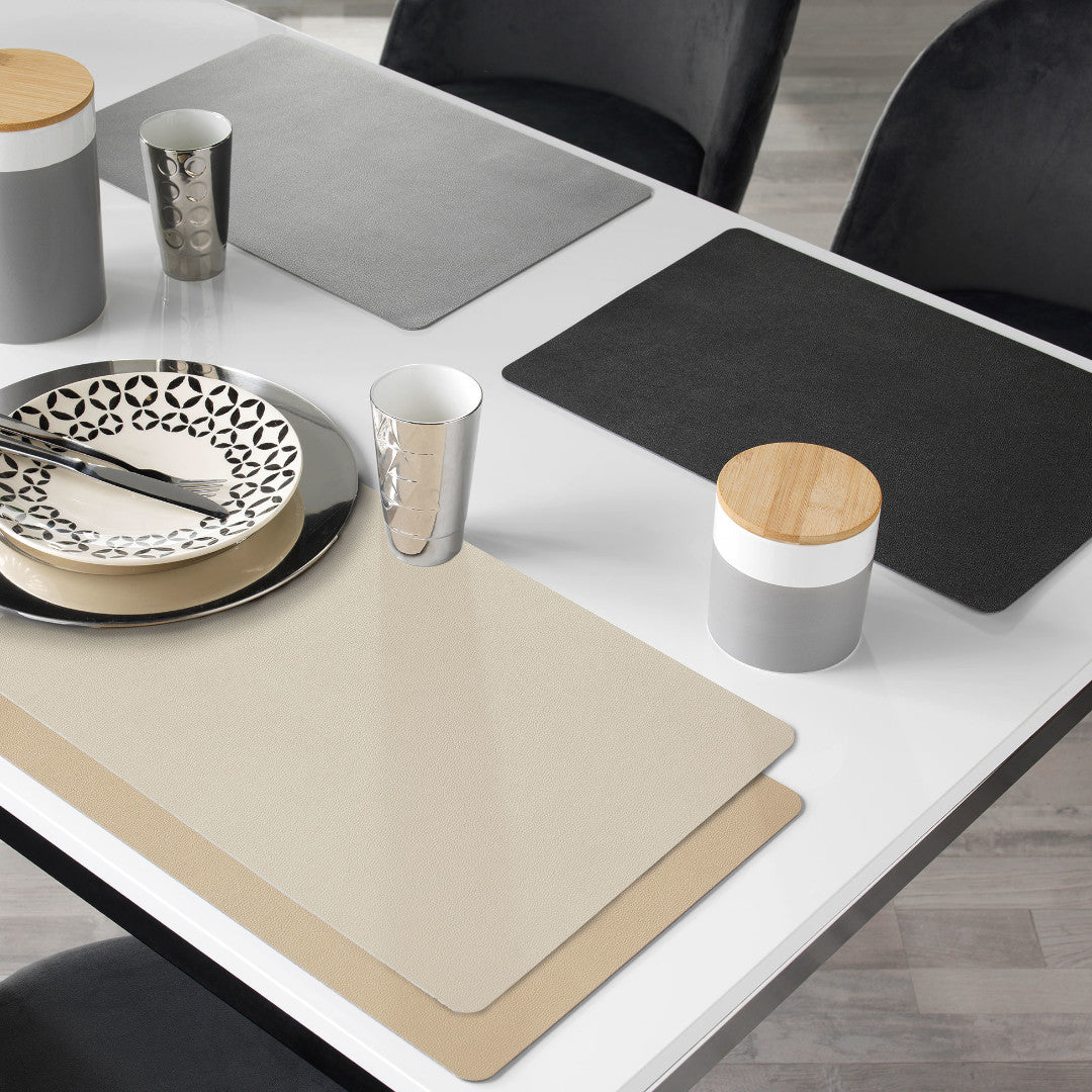 Bergame Cream - Tischset aus Kunstleder 30 x 43 cm, wendbar, Auswahl