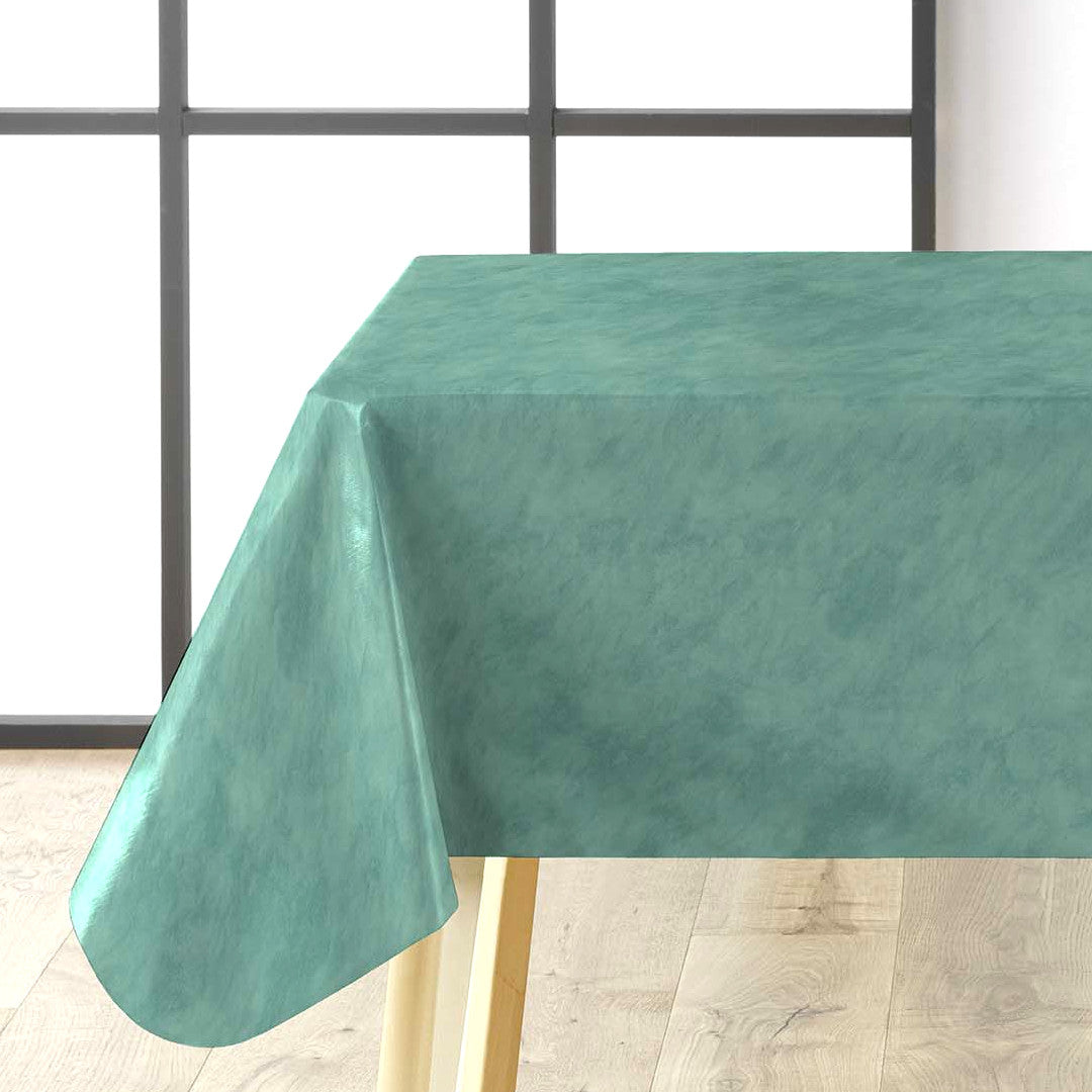 Beton Cire Ocean – glatte Wachstuch Tischdecke in grün-blauer Nuance, Ecke