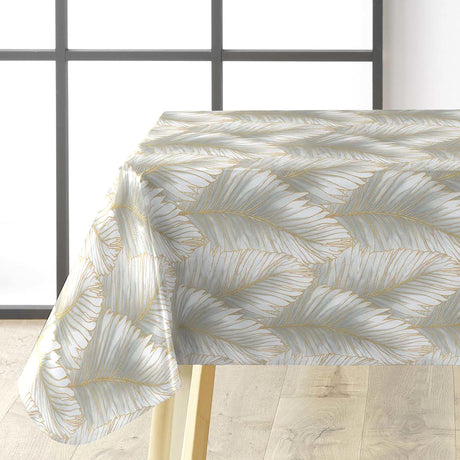 Betty Golden Palm – elegante Wachstuch Tischdecke mit goldenen Palmblättern, Ecke