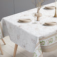 Blumenband – Wachstuch Tischdecke in Creme mit Blumenbordüre, Tischende