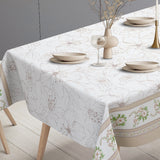 Blumenband – Wachstuch Tischdecke in Creme mit Blumenbordüre, Tischende