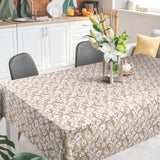 Blomsterflor Beige – Leicht geprägte Wachstuch Tischdecke mit weißen Blumen, Ambiente